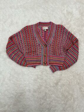 💜 Striped Multicolor Cropped Knit Cardigan